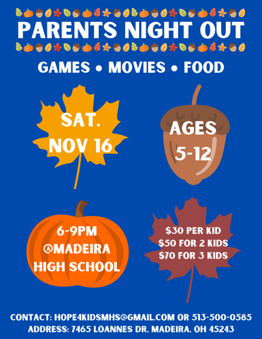 Parents Night Out- November 16th- Hope4Kids